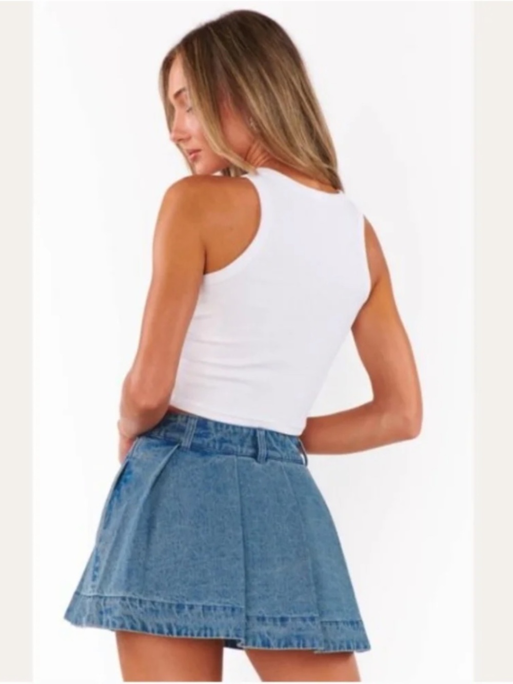 Show Me Your Mumu Lohan Denim Belted Jean Skort M NWT - Picture 3 of 9